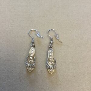 Silver High-Heel Shoes Crystals Earrings